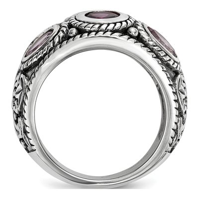 Sterling Silver & 14K Gold Rhodolite Garnet & Pink Tourmaline Qrtz GA Ring – view 3