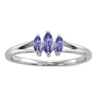 Sterling Silver Tanzanite 3-Stone Ring