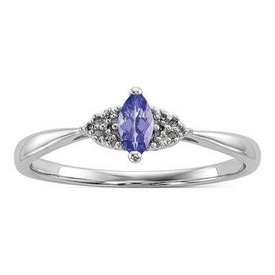 Sterling Silver Tanzanite & Diamond Ring
