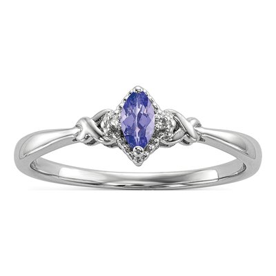 Sterling Silver Tanzanite & Diamond Ring