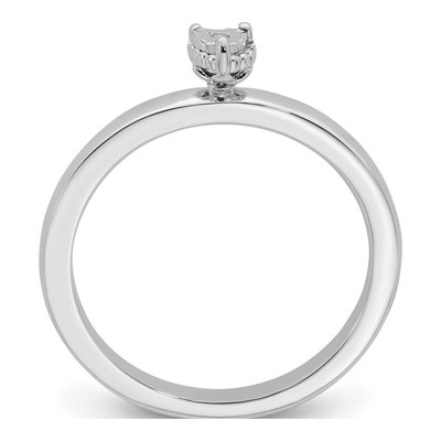 Sterling Silver Diamond Heart Ring – view 3