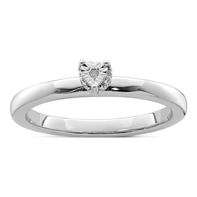 Sterling Silver Diamond Heart Ring