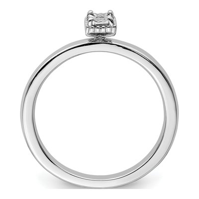 Sterling Silver Diamond Square Ring – view 3