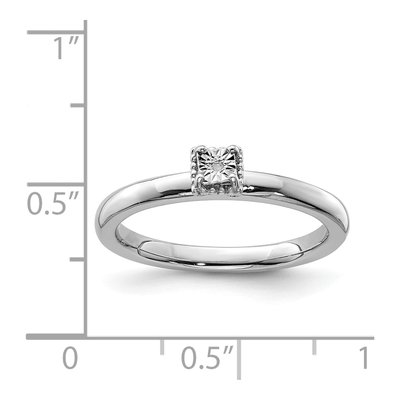 Sterling Silver Diamond Square Ring – view 6