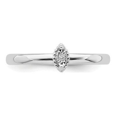 Sterling Silver Diamond Marquise Ring – view 5