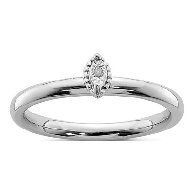 Sterling Silver Diamond Marquise Ring