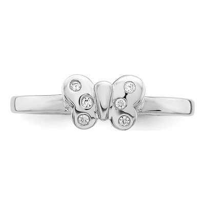 Sterling Silver CZ Girl's Butterfly Ring – view 6