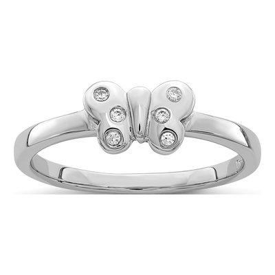 Sterling Silver CZ Girl's Butterfly Ring