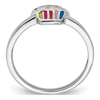Sterling Silver Girls' Enamel Cupcake Ring – view 3