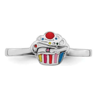 Sterling Silver Girls' Enamel Cupcake Ring – view 5