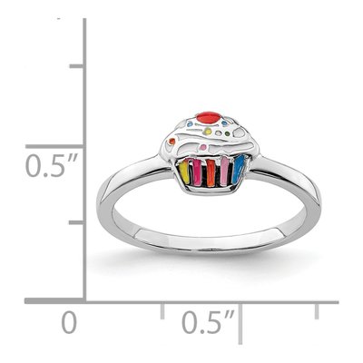 Sterling Silver Girls' Enamel Cupcake Ring – view 6