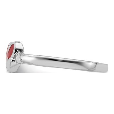 Sterling Silver Girl's Red Enamel Heart Ring – view 4