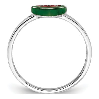 Sterling Silver Girl's Enameled Watermelon Ring – view 3