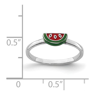 Sterling Silver Girl's Enameled Watermelon Ring – view 6