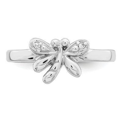 Sterling Silver CZ Girls' Dragonfly Ring – view 5