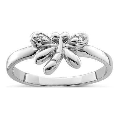 Sterling Silver CZ Girls' Dragonfly Ring