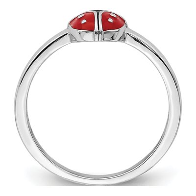 Sterling Silver Girls' Enamel Ladybug Ring – view 3