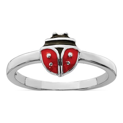 Sterling Silver Girls' Enamel Ladybug Ring