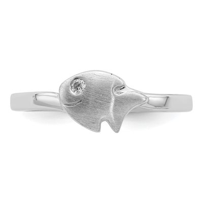 Sterling Silver CZ Girls' Fish Ring – view 4