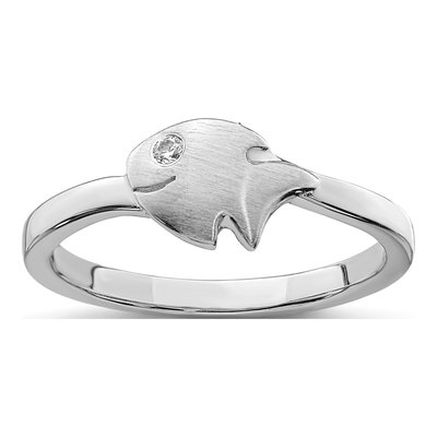 Sterling Silver CZ Girls' Fish Ring