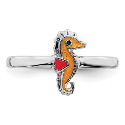 Sterling Silver Kids' Enameled Seahorse Ring – view 5