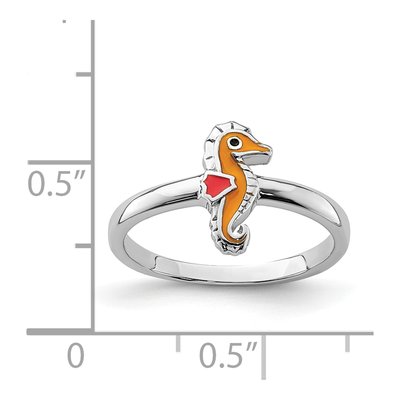 Sterling Silver Kids' Enameled Seahorse Ring – view 6