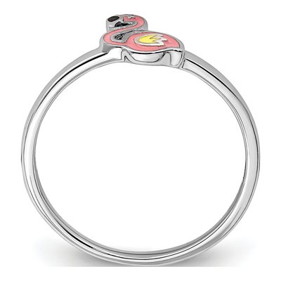 Sterling Silver Girl's Enamel Flamingo Ring – view 3