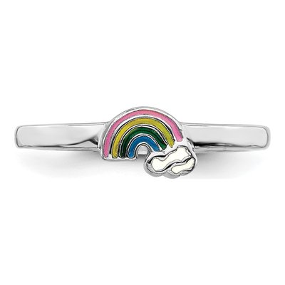 Sterling Silver Girls' Enamel Rainbow Ring – view 5