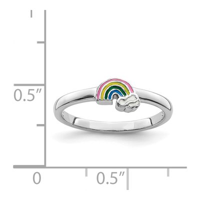 Sterling Silver Girls' Enamel Rainbow Ring – view 6