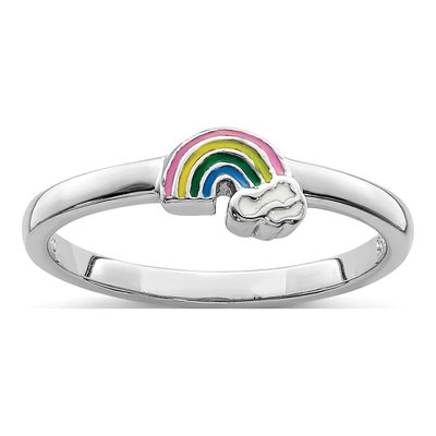 Sterling Silver Girls' Enamel Rainbow Ring