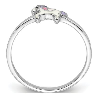 Sterling Silver Girls' Enamel Unicorn Ring – view 3