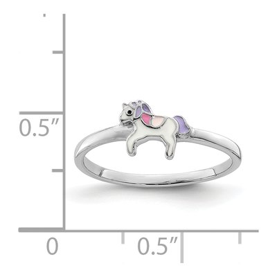 Sterling Silver Girls' Enamel Unicorn Ring – view 4