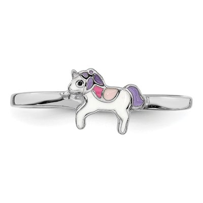 Sterling Silver Girls' Enamel Unicorn Ring – view 6