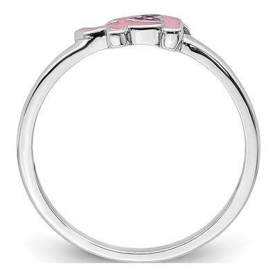 Sterling Silver Kids' Pink Enamel Elephant Ring – view 3