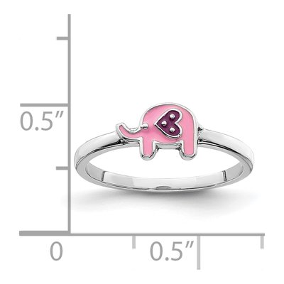 Sterling Silver Kids' Pink Enamel Elephant Ring – view 4