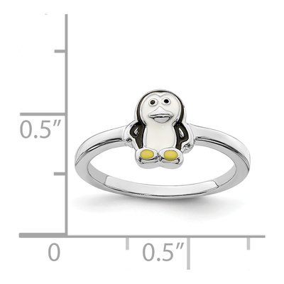 Sterling Silver Girls' Enameled Penguin Ring – view 6