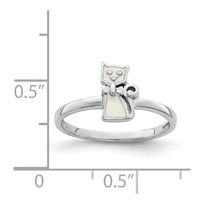 Sterling Silver Girls' Enameled Cat Ring – view 4