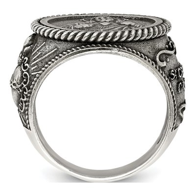 Men's Sterling Silver Antiqued Sacred Heart of Jesus Ring – view 3