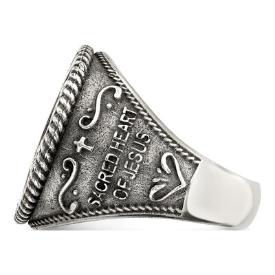Men's Sterling Silver Antiqued Sacred Heart of Jesus Ring – view 4