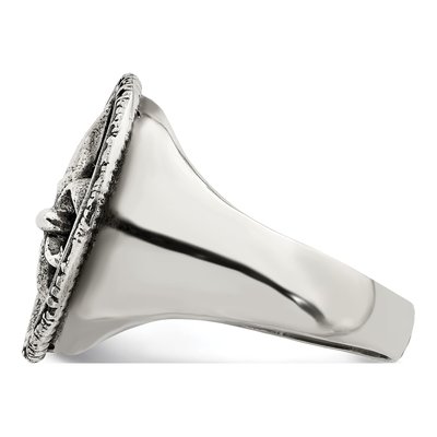 Men's Sterling Silver Antiqued Fleur de Lis Ring – view 4