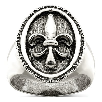 Men's Sterling Silver Antiqued Fleur de Lis Ring