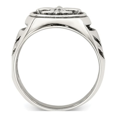 Men's Sterling Silver Antiqued Fleur de Lis Ring – view 3
