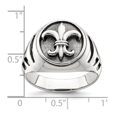 Men's Sterling Silver Antiqued Fleur de Lis Ring – view 4