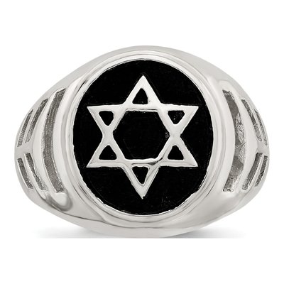 Men's Sterling Silver Star of David Ring – view 6