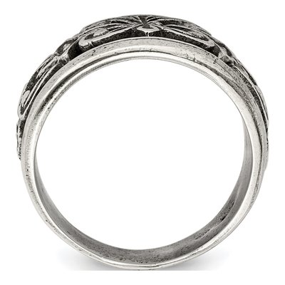 Men's Sterling Silver Antiqued Scroll Design Ring – view 3