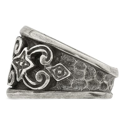 Men's Sterling Silver Antiqued Scroll Design Ring – view 4