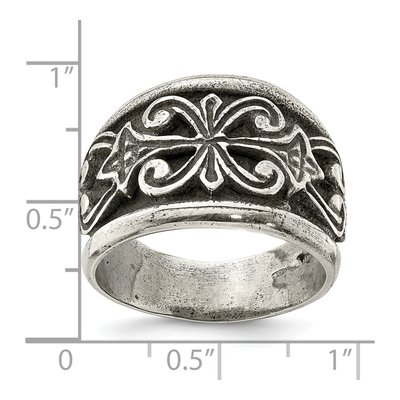 Men's Sterling Silver Antiqued Scroll Design Ring – view 5