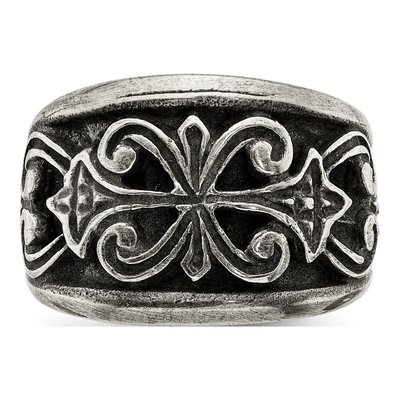 Men's Sterling Silver Antiqued Scroll Design Ring – view 6