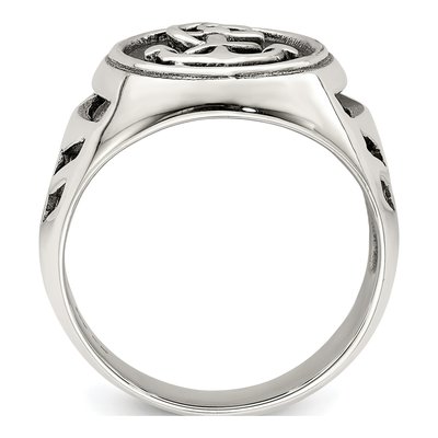 Men's Sterling Silver Antiqued Anchor Ring – view 3