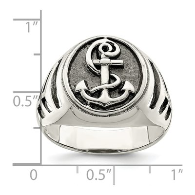 Men's Sterling Silver Antiqued Anchor Ring – view 4